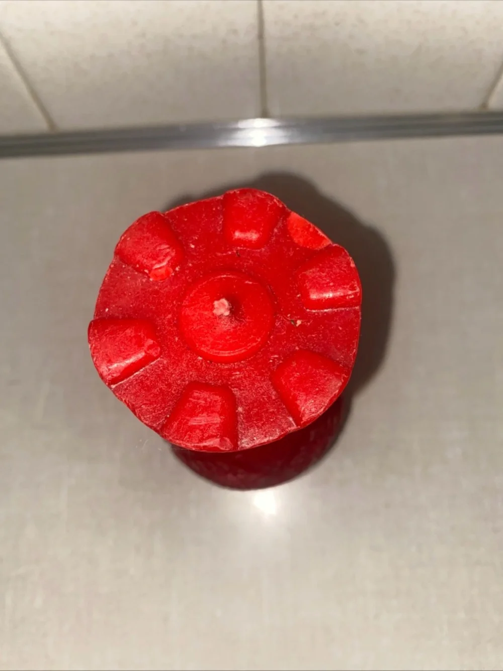 Vintage UNLIT Wax Candle Vase Shaped Red‎ Textured Patterned